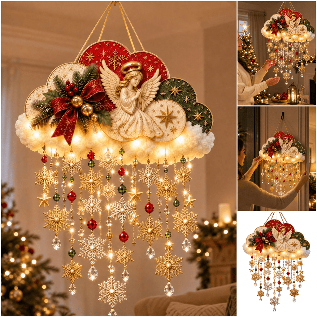 Christmas Staircase Banister Decor Set of 5 Lighted Santa Snow Scene Garland for Stair Railing Indoor Seasonal Home Ornament