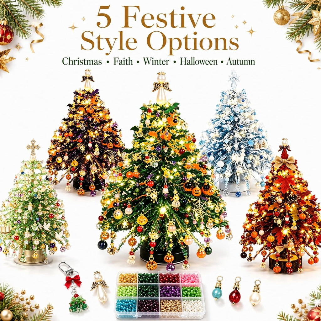 DIY Beaded Christmas Tree Kit,Handmade Mini Xmas Bead Art Craft Set,3D Crystal Bead Holiday Tree Making Project,Creative Tabletop Christmas Decoration,Relaxing DIY Activity and Festive Gift(#06)