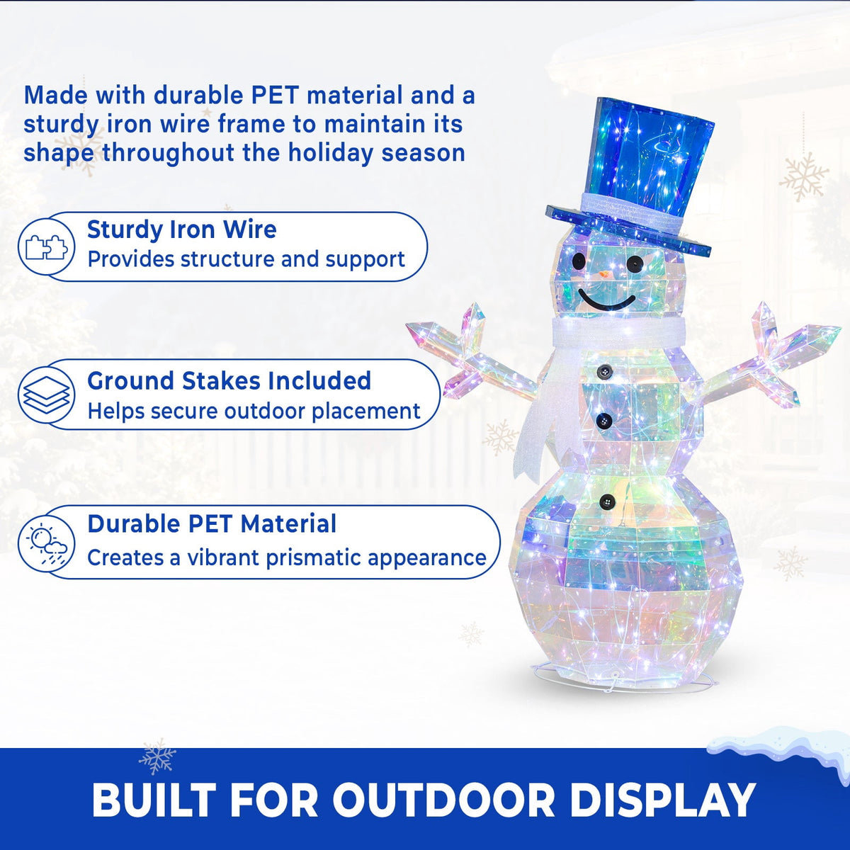 ROMSWI 2pc Iron Christmas Ornament Decoration Pop-up Hanging for Xmas Outdoor Holiday w/230 LED Light Assorted Colors - 30" & 24" Set