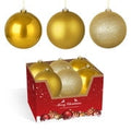 12PK 6" Shatterproof Christmas Ball Ornaments, Solid Gold Glitter & Matte Finishes, Festive Xmas Tree Decorations for Holiday Home Party