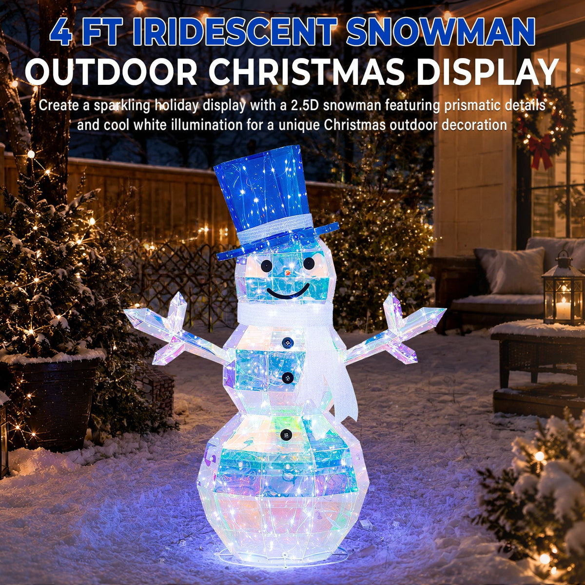 ROMSWI 2pc Iron Christmas Ornament Decoration Pop-up Hanging for Xmas Outdoor Holiday w/230 LED Light Assorted Colors - 30" & 24" Set
