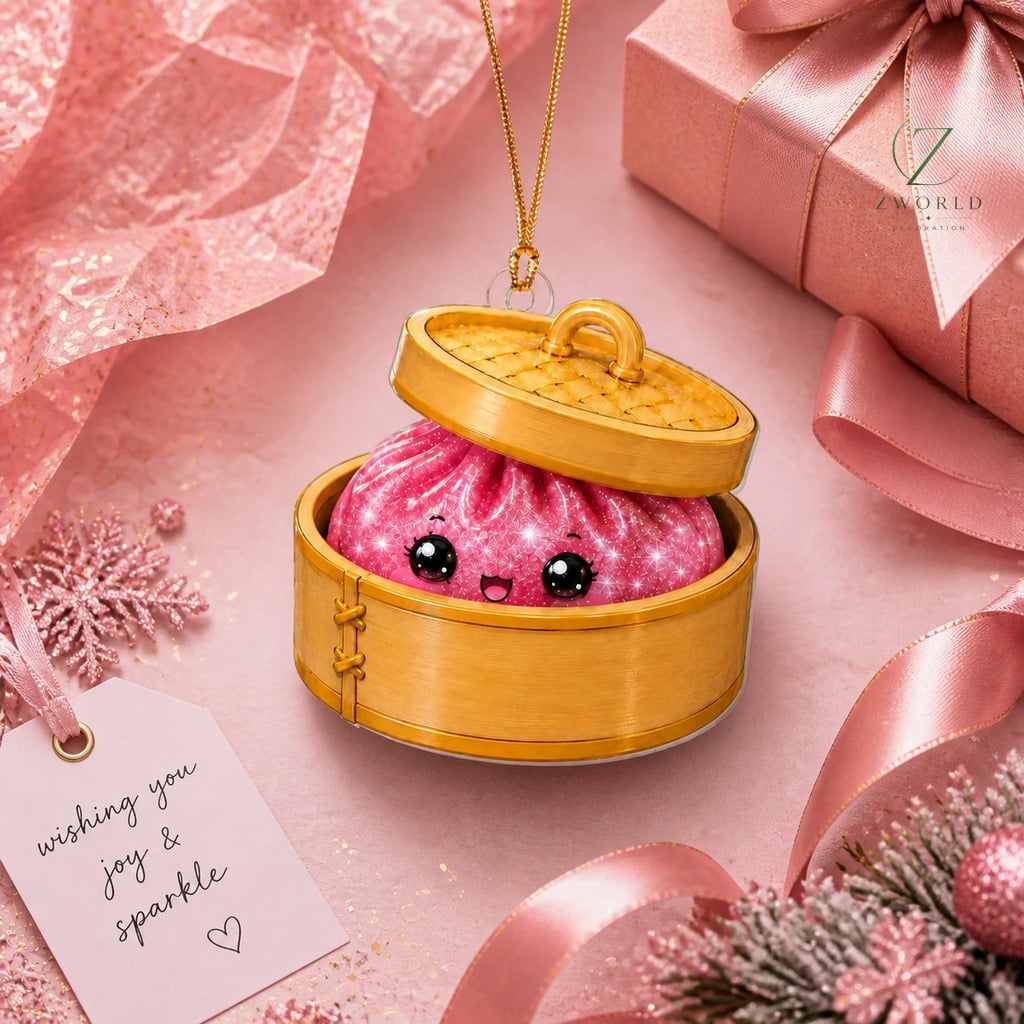 Glitter Kawaii Dumpling Ornament for Christmas Tree Decor
