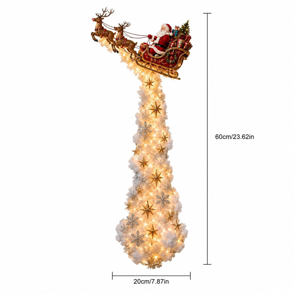 Christmas Staircase Banister Decor Set of 5 Lighted Santa Snow Scene Garland for Stair Railing Indoor Seasonal Home Ornament
