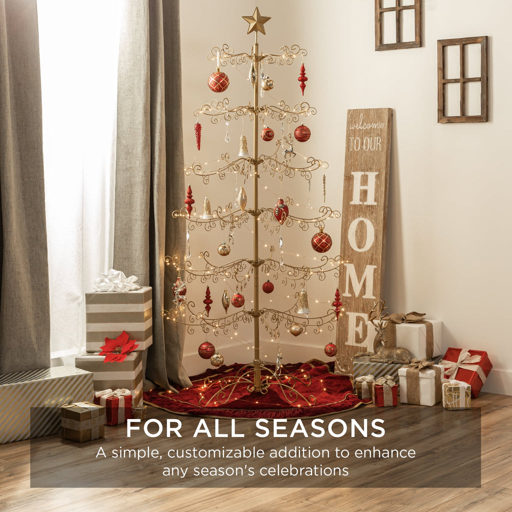 Best Choice Products 6ft Wrought Iron Ornament Display Christmas Tree w/ Easy Assembly, Stand - Black