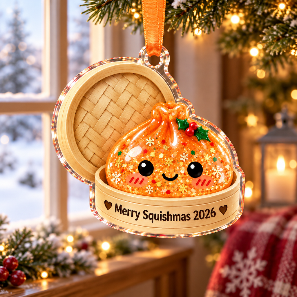 Christmas Ornament Cute Orange Squishy Dumpling Tree Decoration for Squishy Lovers