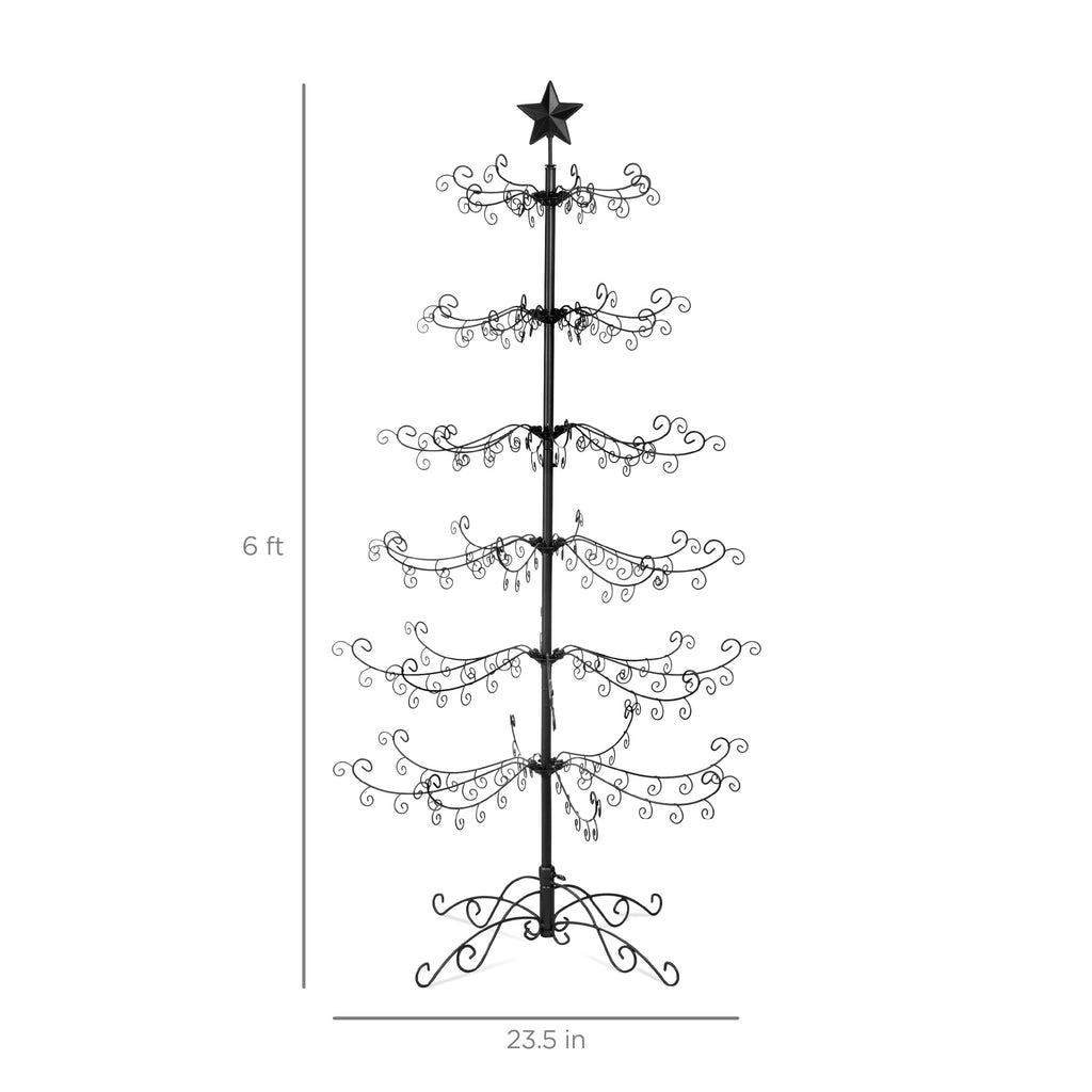Best Choice Products 6ft Wrought Iron Ornament Display Christmas Tree w/ Easy Assembly, Stand - Black