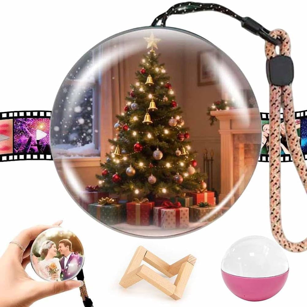 2026 Video Christmas Ball, WiFi Memory Sphere Ornament ,Personalized 3D Memory Orb Custom Video Sphere, Ideal for DIY Gift for Anniversary Birthday Christmas