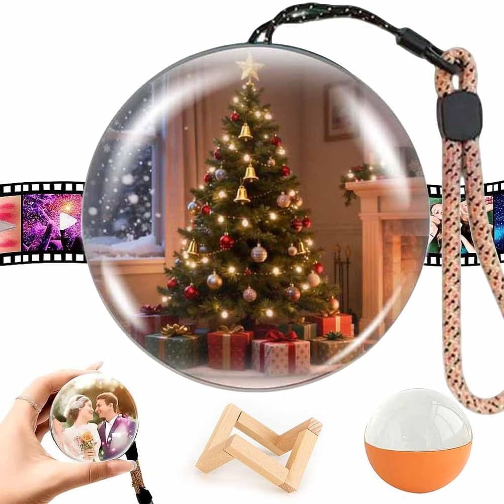 2026 Video Christmas Ball, WiFi Memory Sphere Ornament ,Personalized 3D Memory Orb Custom Video Sphere, Ideal for DIY Gift for Anniversary Birthday Christmas