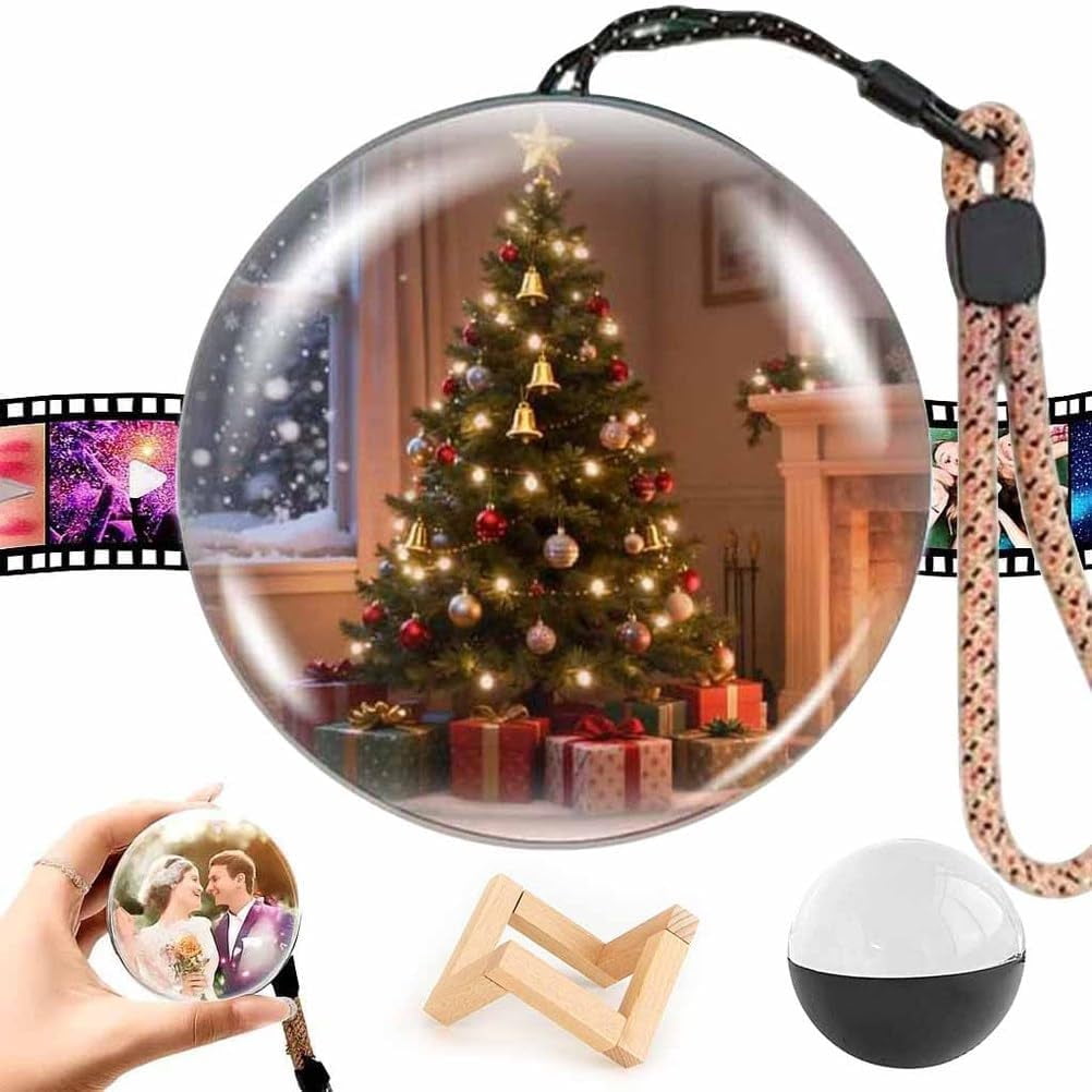 2026 Video Christmas Ball, WiFi Memory Sphere Ornament ,Personalized 3D Memory Orb Custom Video Sphere, Ideal for DIY Gift for Anniversary Birthday Christmas