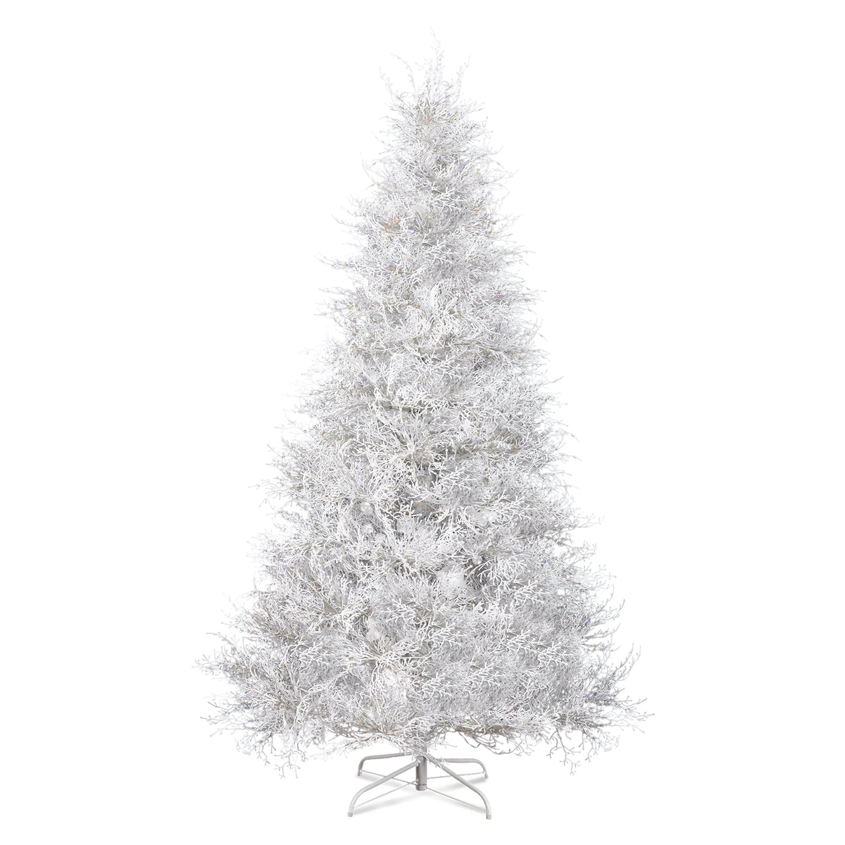 7FT White Christmas Tree, 400 LED Lights with 3 Modes Warm White Multi-color Macaroon, 1218 PE Branch Tips, Flame-Retardant, Reinforced Metal Stand, Indoor Living Room Entryway Office Holiday Decor