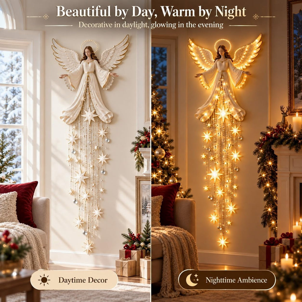 Lighted Angel Wall Decor, Bethlehem Star Christmas LED Hanging Decor