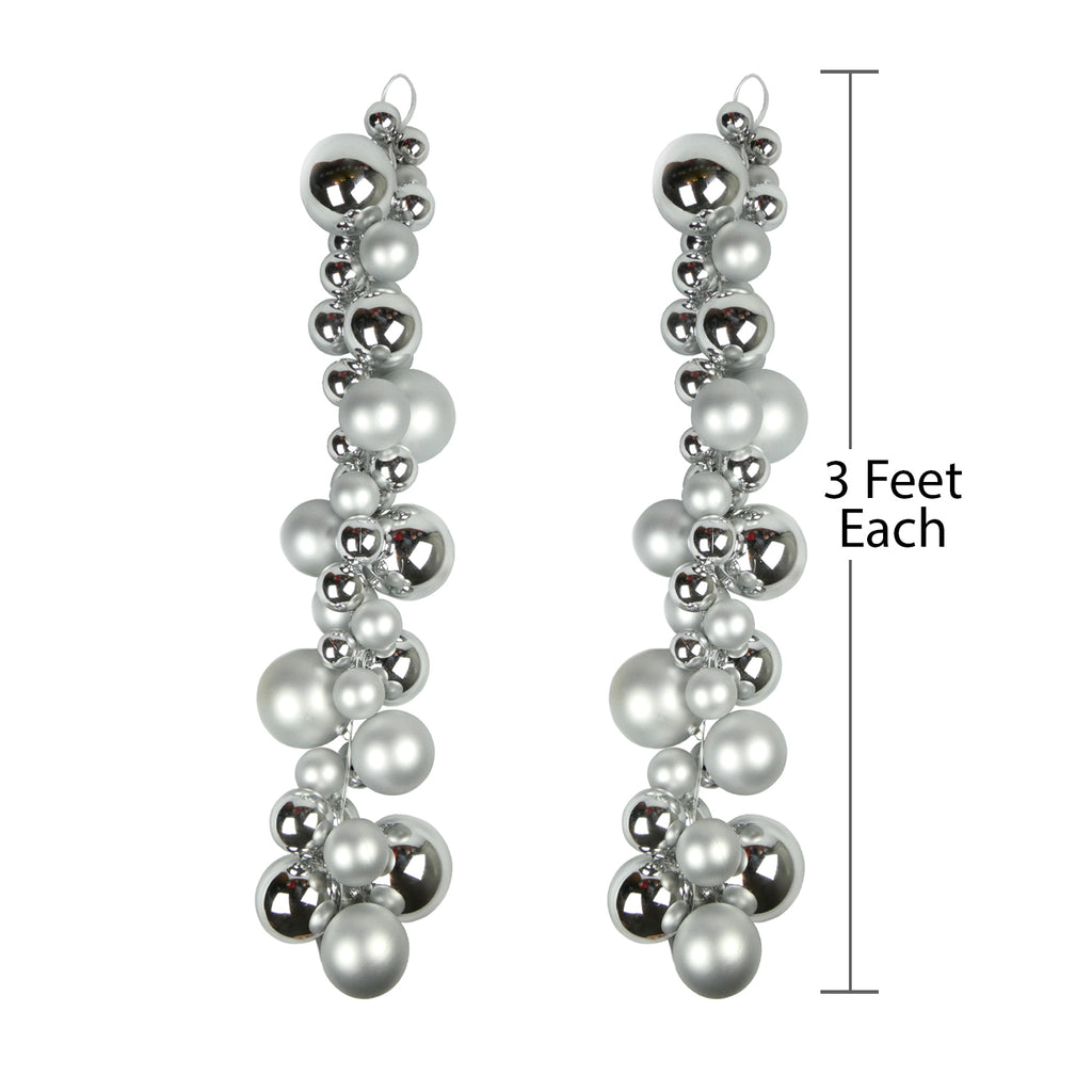 6 FEET Christmas Ball Garland Ornaments Shatterproof Xmas Hanging Balls Decorations for Home Indoor Outdoor Mantel Holiday Party Wedding Tree - Sliver