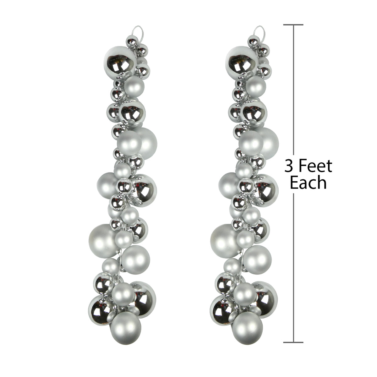 6 FEET Christmas Ball Garland Ornaments Shatterproof Xmas Hanging Balls Decorations for Home Indoor Outdoor Mantel Holiday Party Wedding Tree - Sliver