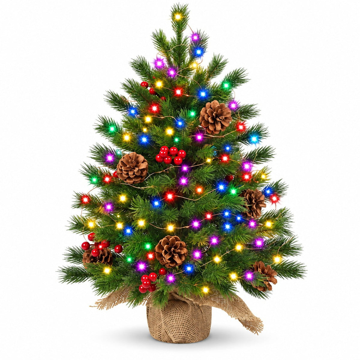 2PACK-2 FT Smart Mini Christmas Tree with 100 RGB Fairy Lights, Music Sync & Hello Fairy App Control for Tabletop Holiday Decor