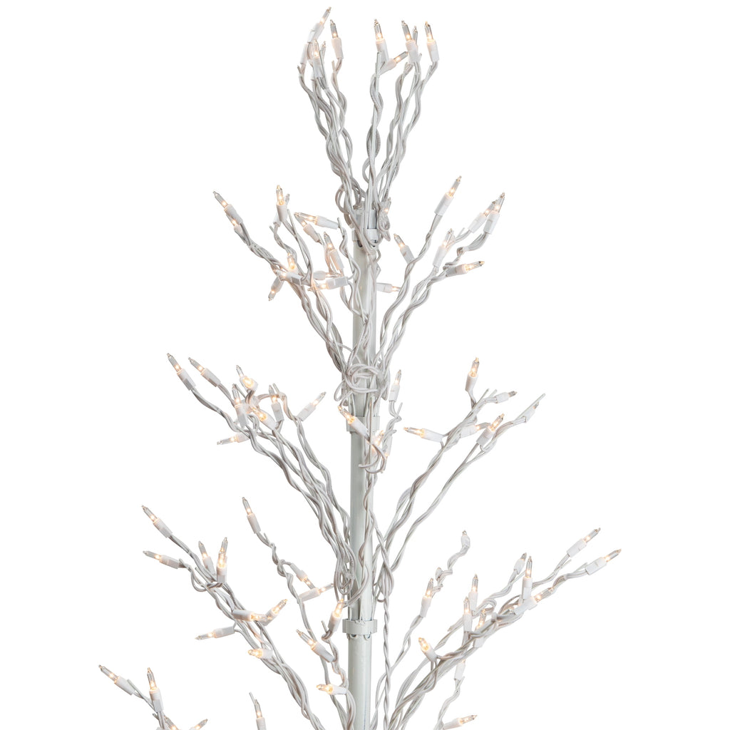 Northlight 4' White Lighted Christmas Cascade Twig Tree Outdoor Decoration - Clear Lights