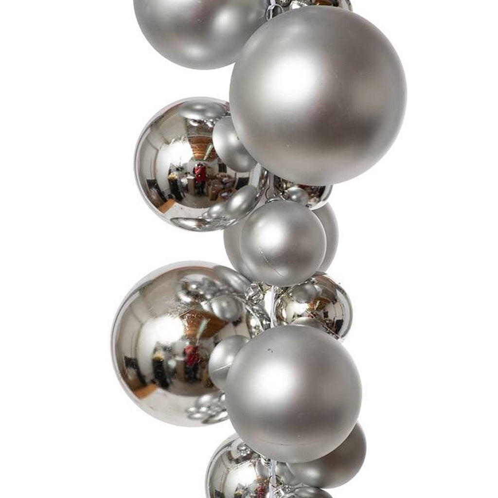 6 FEET Christmas Ball Garland Ornaments Shatterproof Xmas Hanging Balls Decorations for Home Indoor Outdoor Mantel Holiday Party Wedding Tree - Sliver
