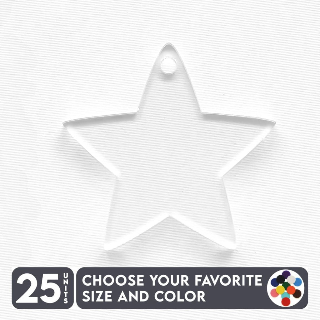 25 Units Acrylic Christmas Ornaments Star Soto 1/8" Thick - Clear or Solid Color - (Size 8") Made in USA