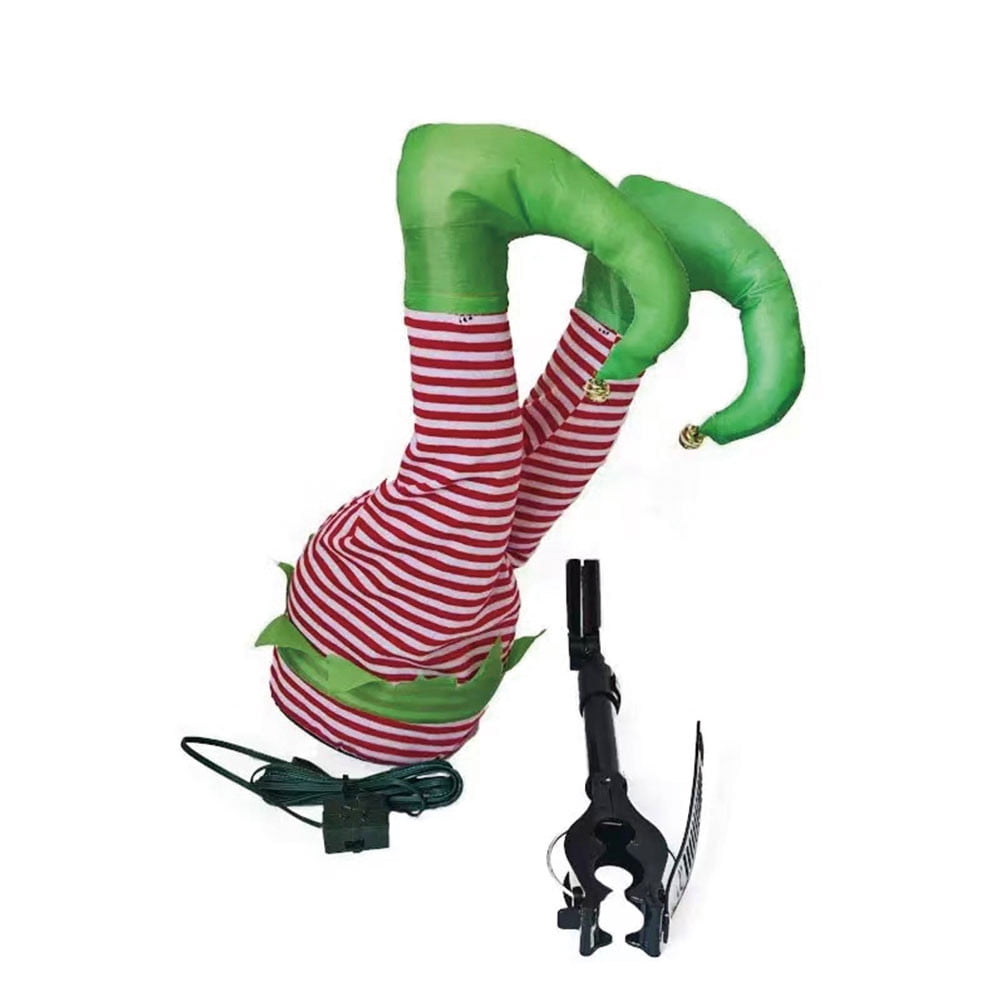 3Pcs Christmas Decroations, Santa Legs for Christmas Tree, Christmas Tree Swinging & Kicking Legs, Funny Santa Stuffed Leg Stuck in Tree Topper for Christmas Tree Decor & Home New Year Party Decor