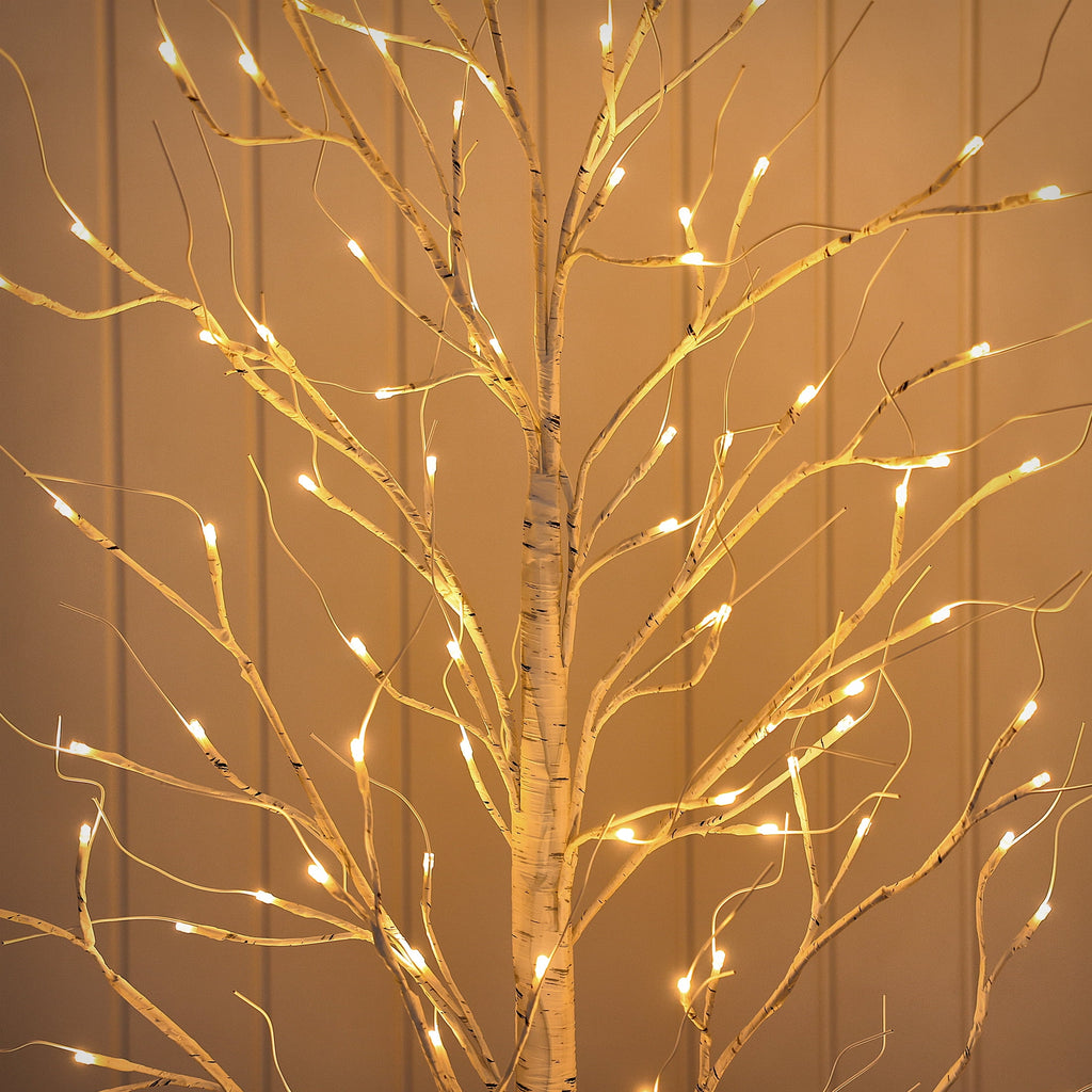 DR.Planzen LED Birch Tree Light Set - 4ft, 6ft, 8ft Artificial Pre-lit Trees - with Plug-in Warm Lights - Indoor Outdoor Christmas Holiday Wedding Decor for Home Party (3-Pack)