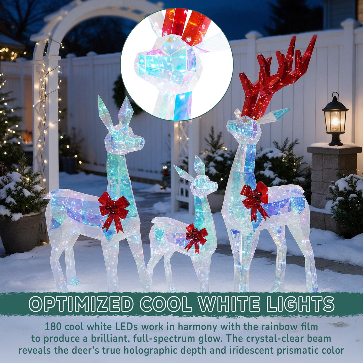 ROMSWI 2pc Iron Christmas Ornament Decoration Pop-up Hanging for Xmas Outdoor Holiday w/230 LED Light Assorted Colors - 30" & 24" Set