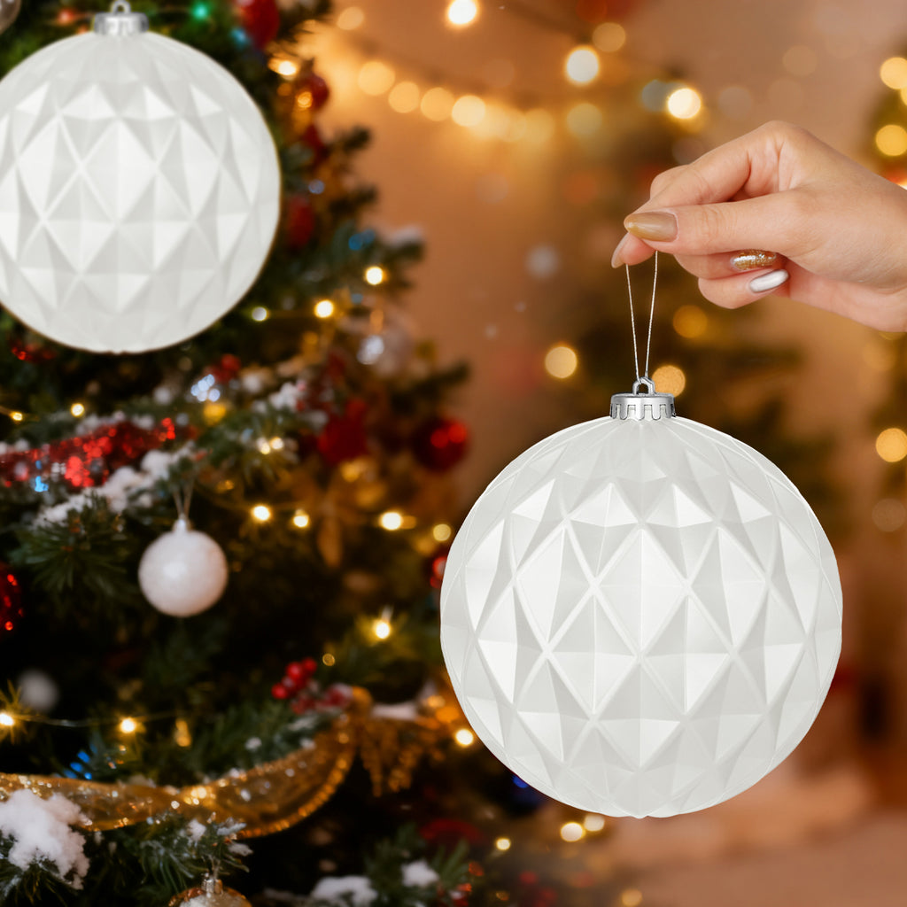12PK 6" Shatterproof Christmas Ball Ornaments, Solid White Festive Xmas Decor, Classic Tree Ornaments for Holiday Celebration