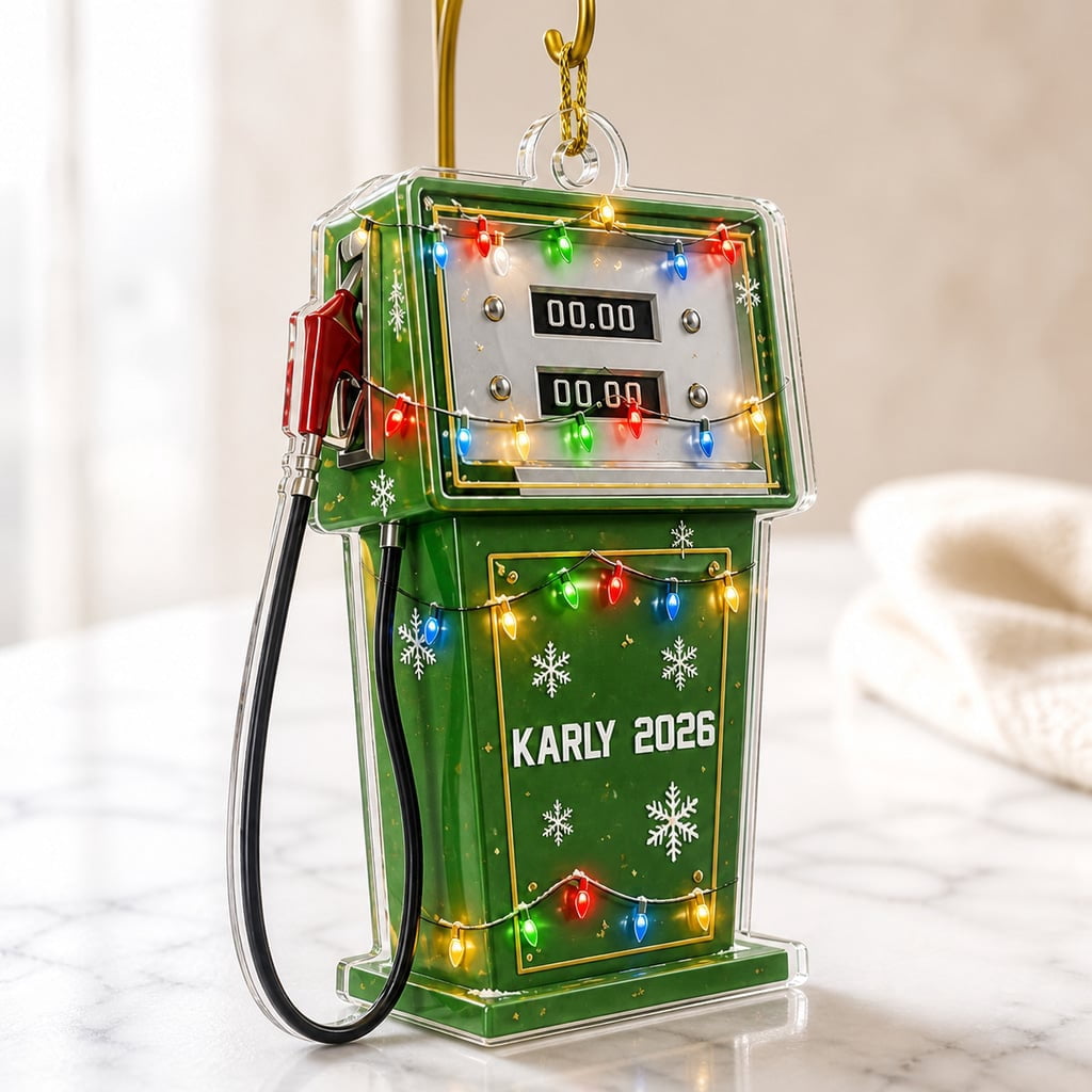 Ornament Vintage Gas Pump Christmas Light Tree Acrylic Hanging Decor for Holiday