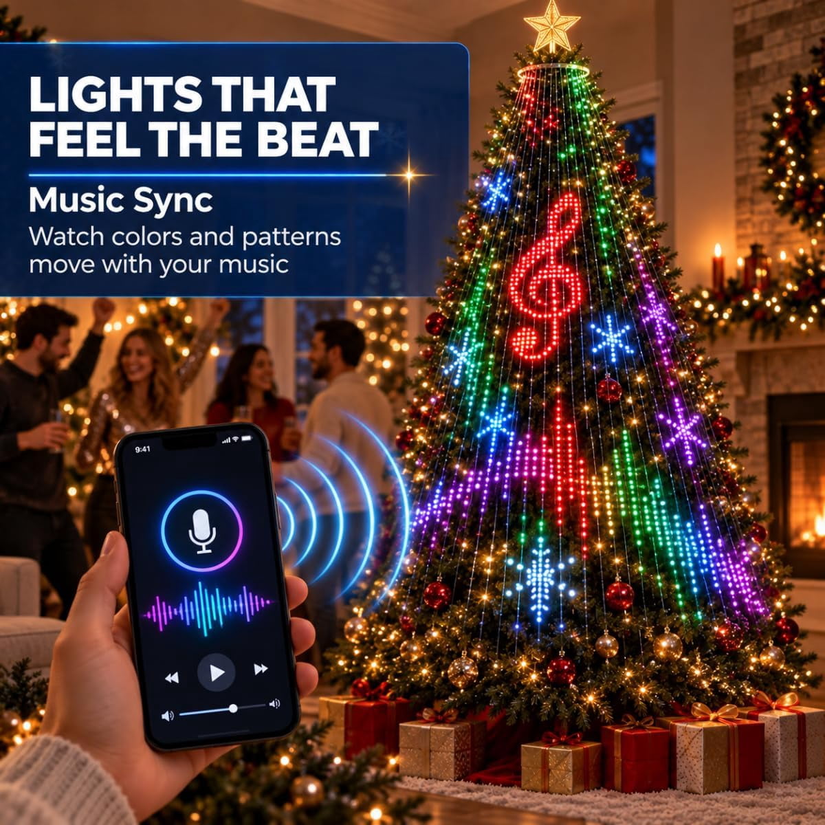 Christmas Lights, Smart Christmas Tree Lights, Smart Animated Christmas Tree Lights App Controlled