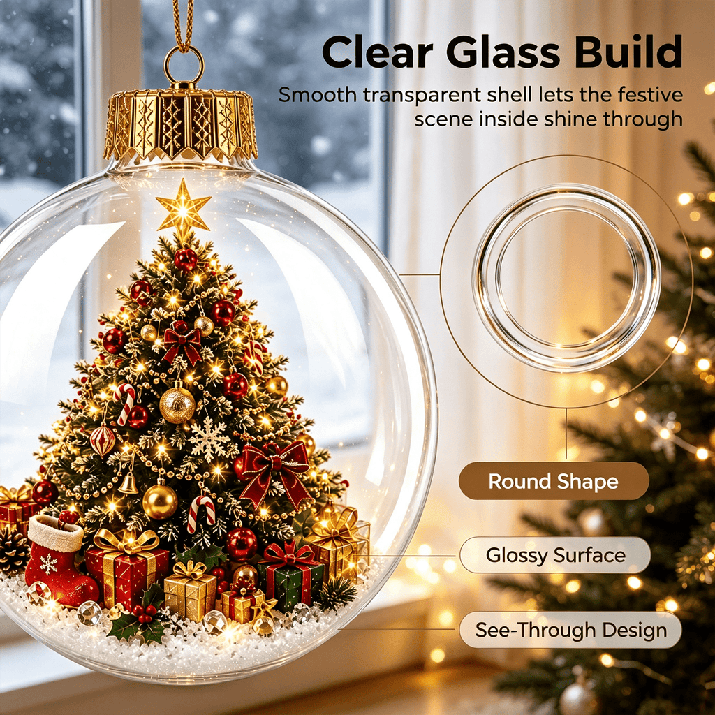 Glowing Christmas Story Ornament, Light-Up Mini Scene with Warm LED Light, For Tree Mantel, Holiday Scene Decoration & Gift