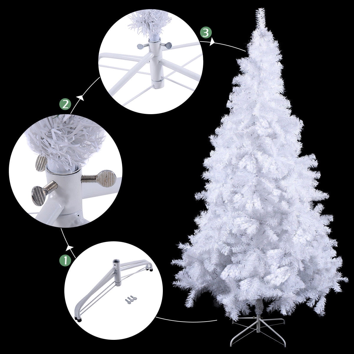 Costway 8Ft Artificial Xmas Tree Stand Christmas Decoration White