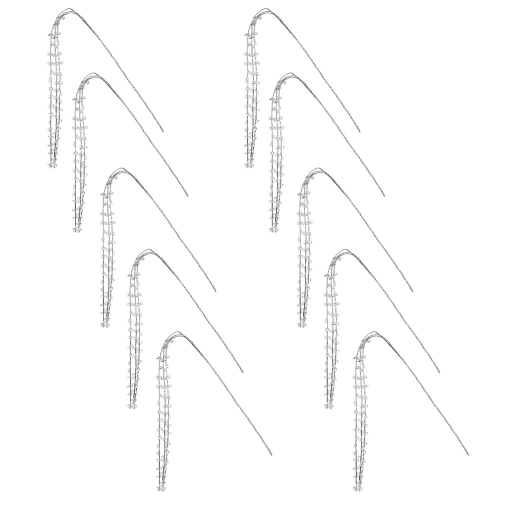 10Pcs Christmas Tree Acrylic Crystal Branch Picks, Sparkling Icicle Drop Ornaments, Beaded Garland Decor for Holiday Party, Wreath and Table Centerpiece