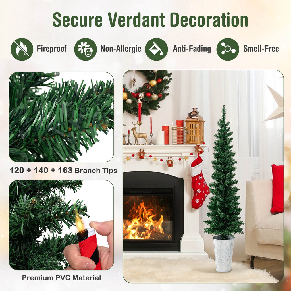 Costway 3' 4' 5' Artificial Christmas Tree Set with 30 + 50 + 70 LED Lights Holiday Decoration Tree