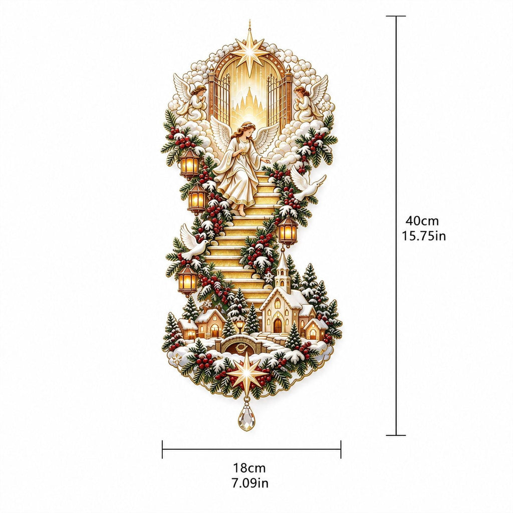 Christmas Staircase Banister Decor Set of 5 Lighted Santa Snow Scene Garland for Stair Railing Indoor Seasonal Home Ornament