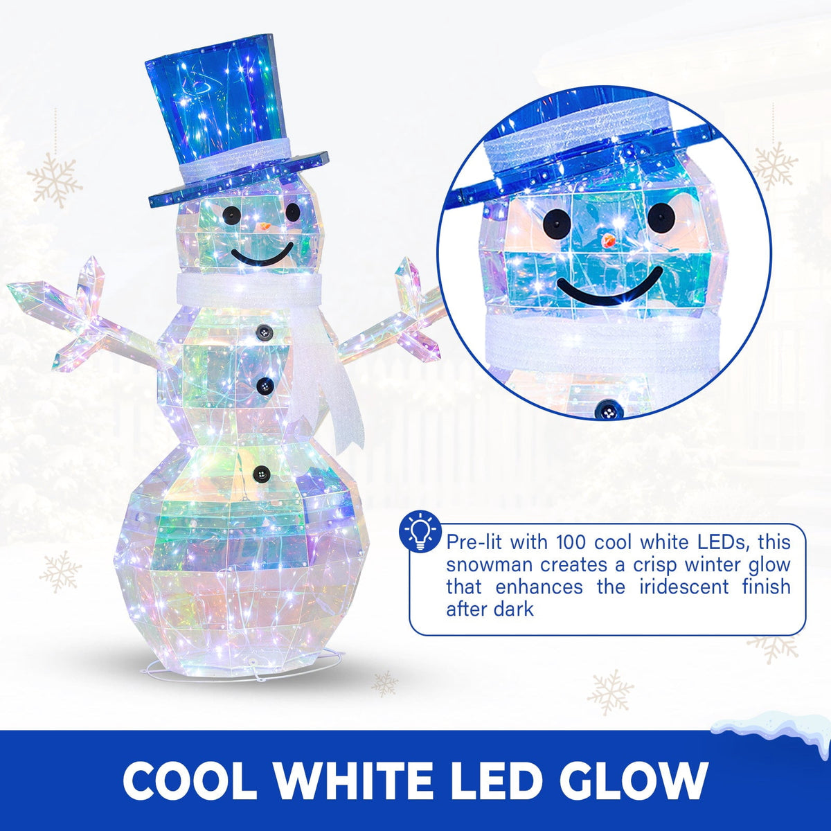 ROMSWI 2pc Iron Christmas Ornament Decoration Pop-up Hanging for Xmas Outdoor Holiday w/230 LED Light Assorted Colors - 30" & 24" Set