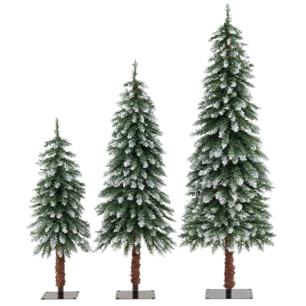 Costway Pre-Lit Christmas Tree Set of 3 Slim Artificial Lighted Xmas Decoration 3/4/5 FT