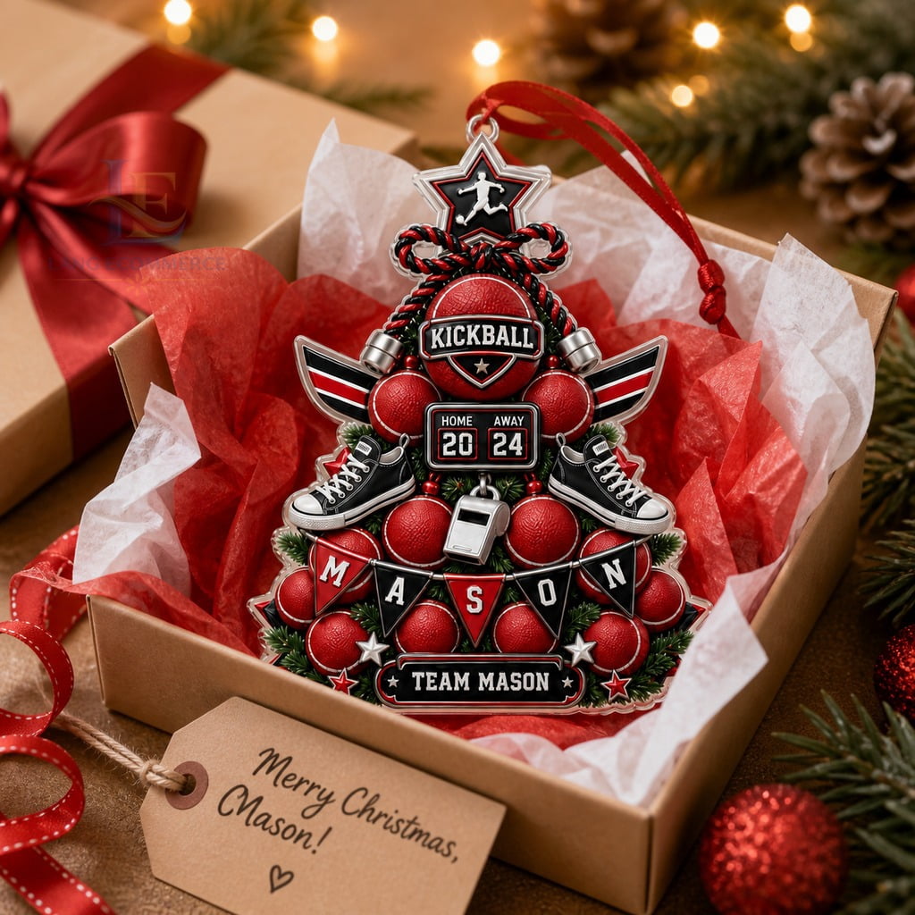 Personalized Christmas Ornament Acrylic Kickball Team Tree Hanging for Player Coach Gift