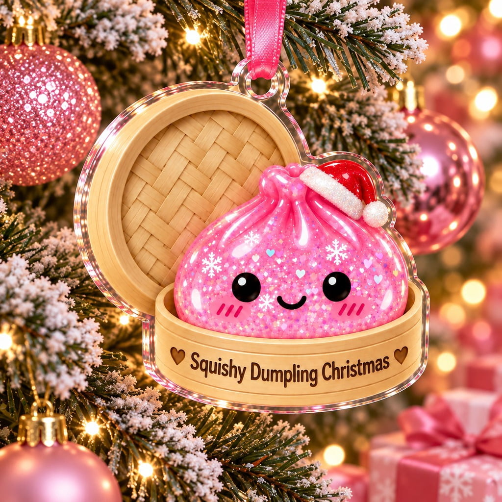 Christmas Ornament Pink Squishy Dumpling Tree Hanging for Cute Squishy Lovers