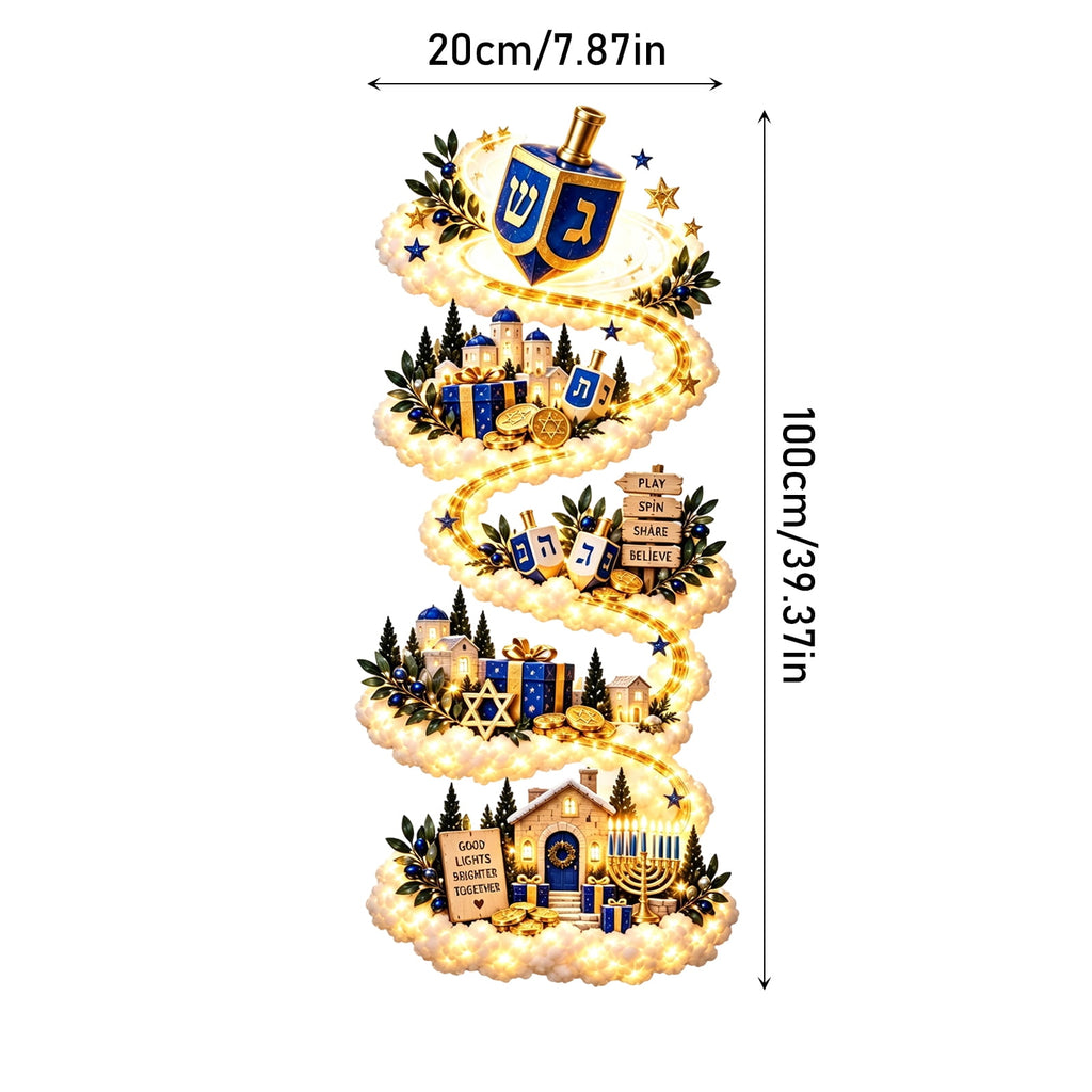 Christmas Staircase Banister Decor Set of 5 Lighted Santa Snow Scene Garland for Stair Railing Indoor Seasonal Home Ornament