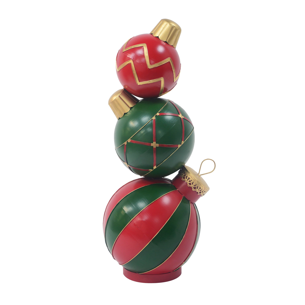 Classic Stacked Christmas Ball Decoration, Traditional Holiday Tabletop Ornament