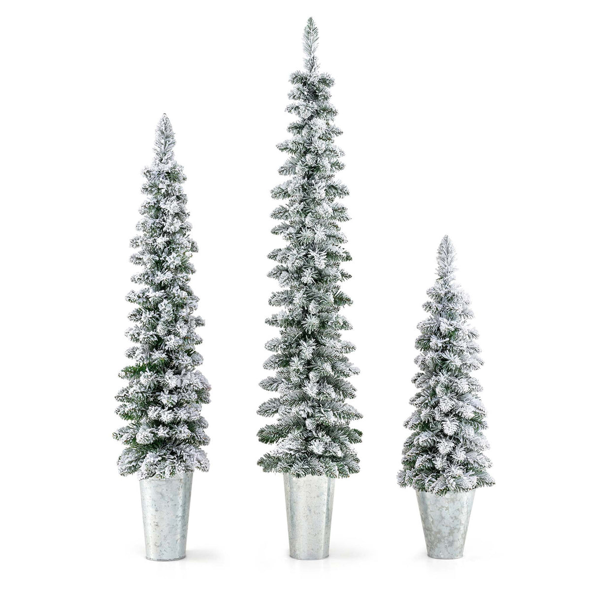 Costway 3' 4' 5' Artificial Christmas Tree Set with 30 + 50 + 70 LED Lights Holiday Decoration Tree