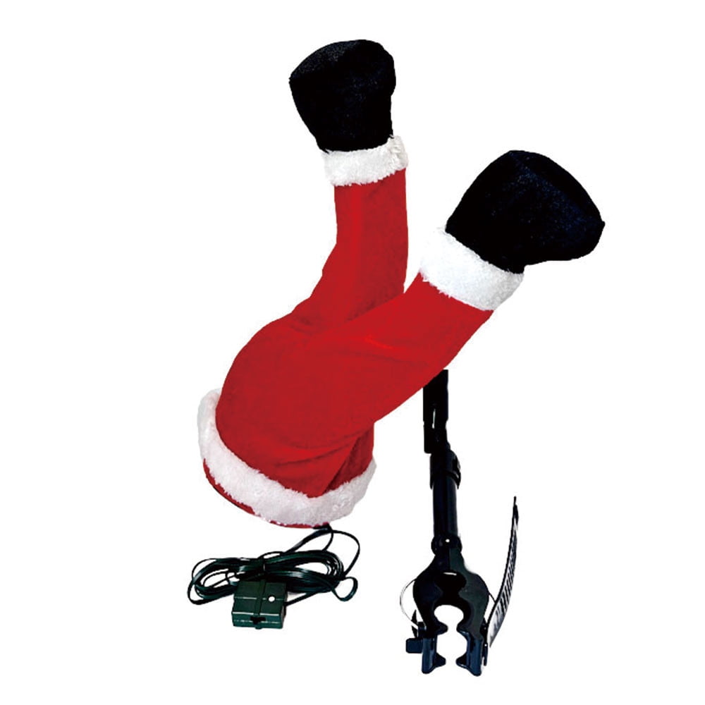 3Pcs Christmas Decroations, Santa Legs for Christmas Tree, Christmas Tree Swinging & Kicking Legs, Funny Santa Stuffed Leg Stuck in Tree Topper for Christmas Tree Decor & Home New Year Party Decor