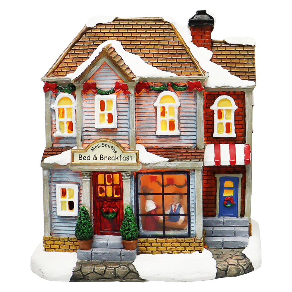 20-Piece Lighted Christmas Village Set with LED Lights Battery Operated Miniature Holiday Town Display Hand-Painted Christmas Houses, Figurines & Trees Gift-Ready Packaging