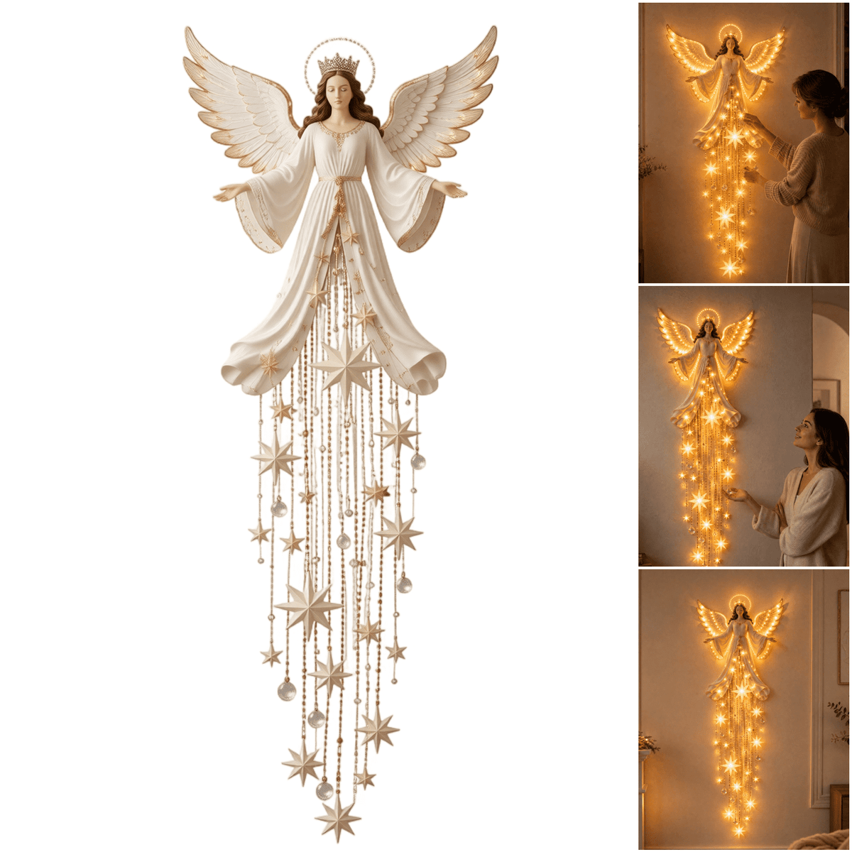 Christmas Staircase Banister Decor Set of 5 Lighted Santa Snow Scene Garland for Stair Railing Indoor Seasonal Home Ornament