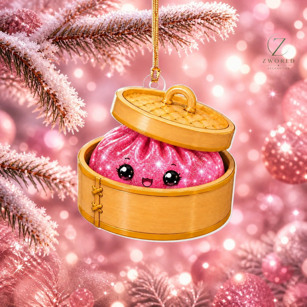 Glitter Kawaii Dumpling Ornament for Christmas Tree Decor