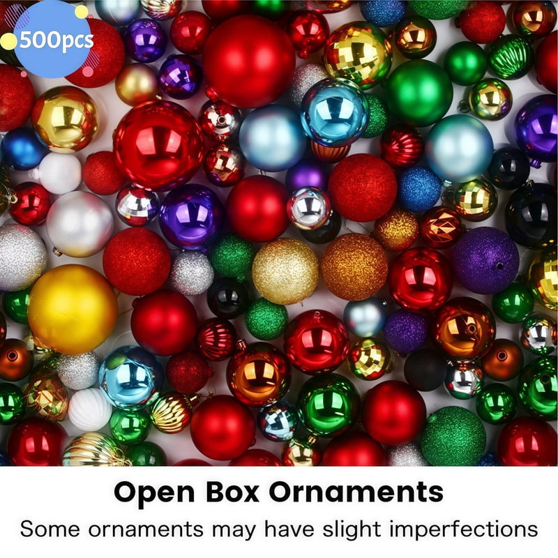 500 Pcs Christmas Ball Set, Shatterproof Ornaments for Store Displays & Event Planners