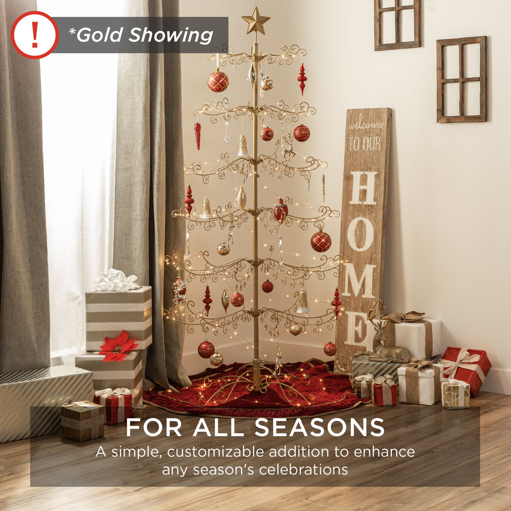 Best Choice Products 6ft Wrought Iron Ornament Display Christmas Tree w/ Easy Assembly, Stand - Black