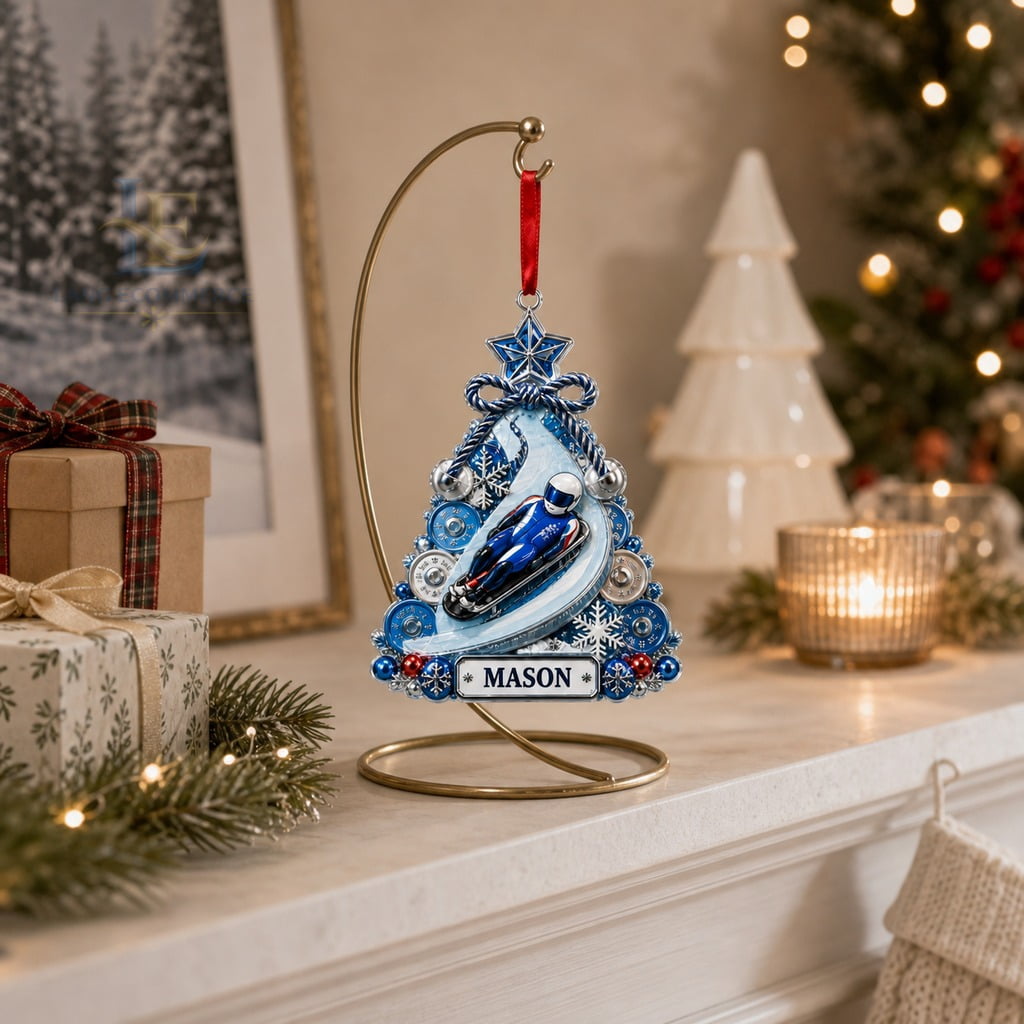 Christmas Ornament Acrylic Personalized Luge Tree Hanging for Winter Sports Fans