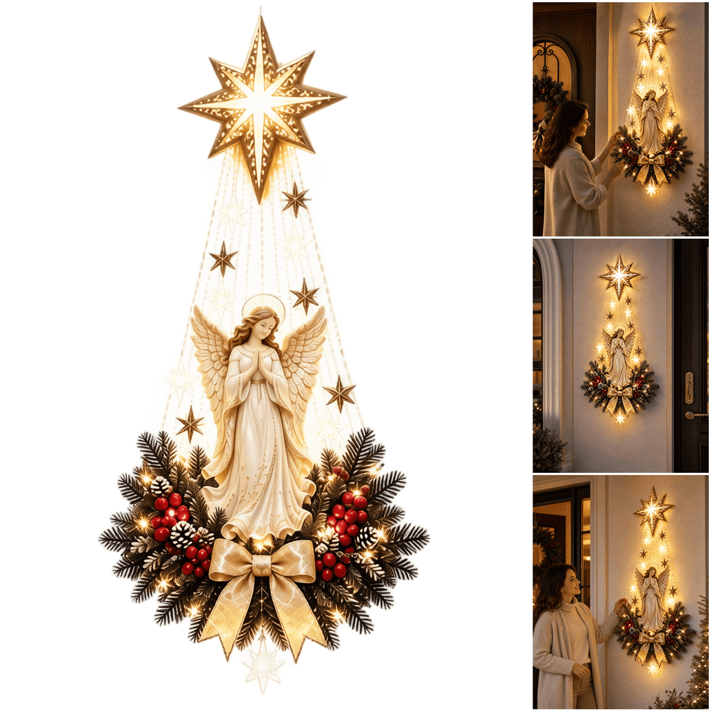 Christmas Staircase Banister Decor Set of 5 Lighted Santa Snow Scene Garland for Stair Railing Indoor Seasonal Home Ornament