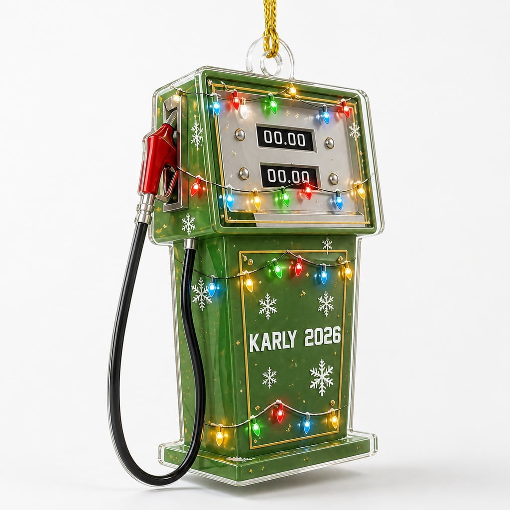 Ornament Vintage Gas Pump Christmas Light Tree Acrylic Hanging Decor for Holiday