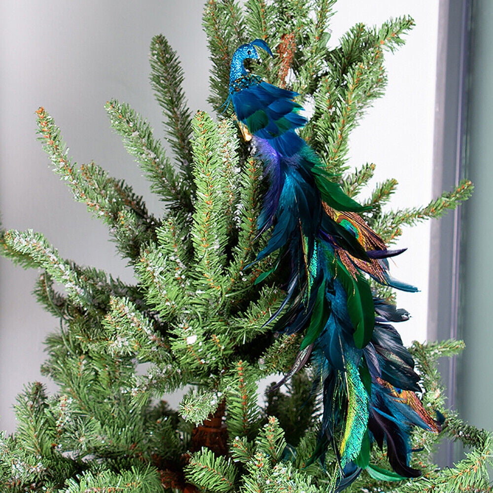 19 Inch Peacock Christmas Decorations Artificial Peacock Christmas Ornaments for Christmas Tree Christmas Natural Peacock Feather Decorations for Christmas Tree 10PCS