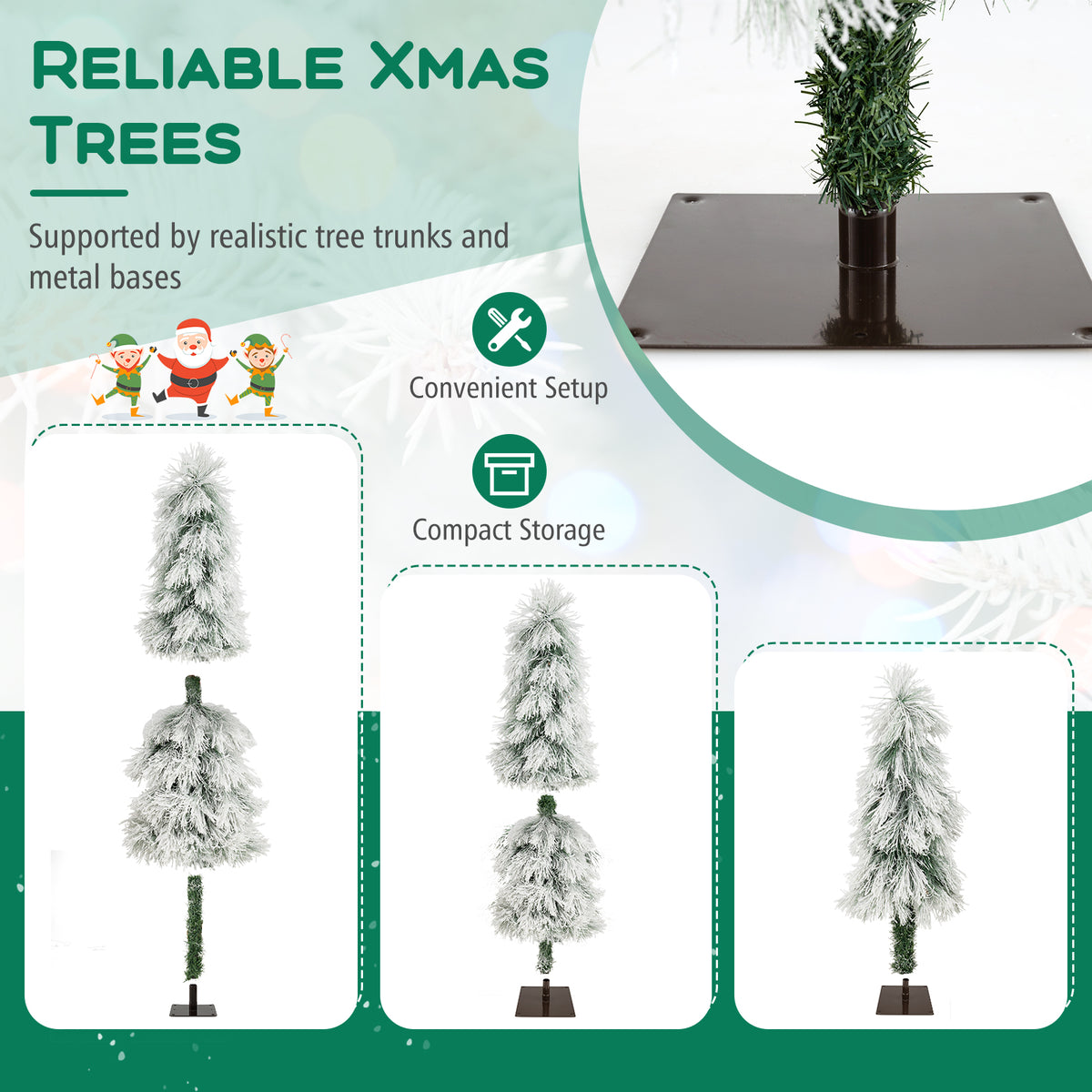 Costway 3' 4' 5' Artificial Christmas Tree Set with 30 + 50 + 70 LED Lights Holiday Decoration Tree